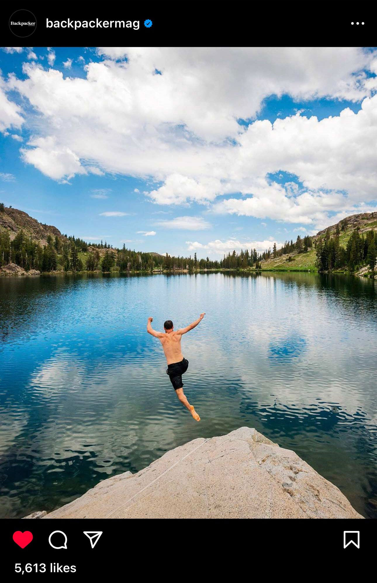 Jumping into a lake for Backpacker Magazine.