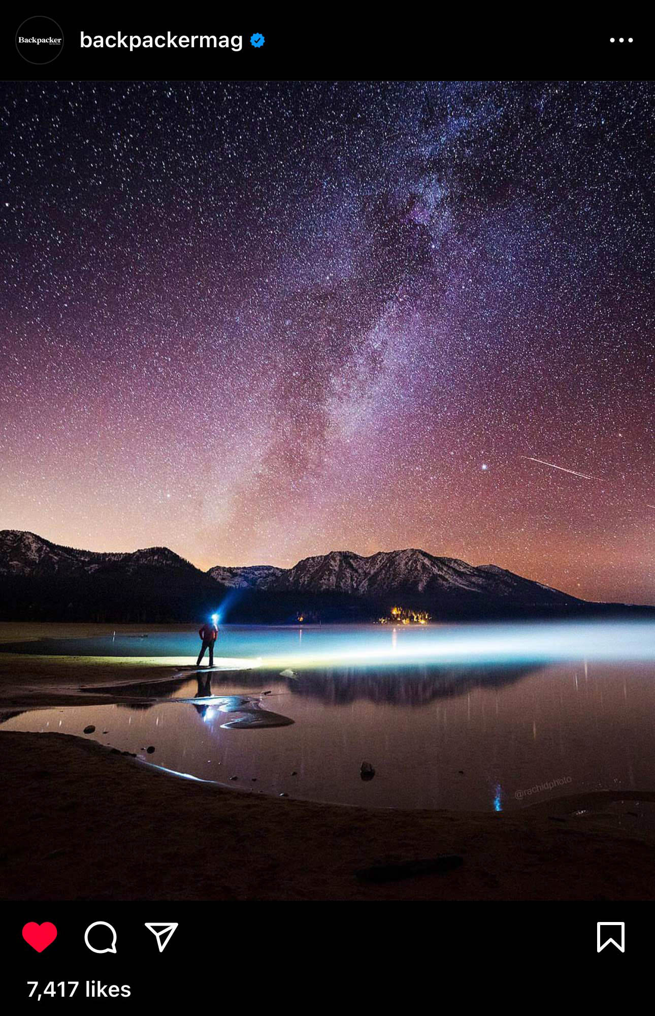 Milky Way over Mount Tallac from Lake Tahoe for Backpacker Magazine.