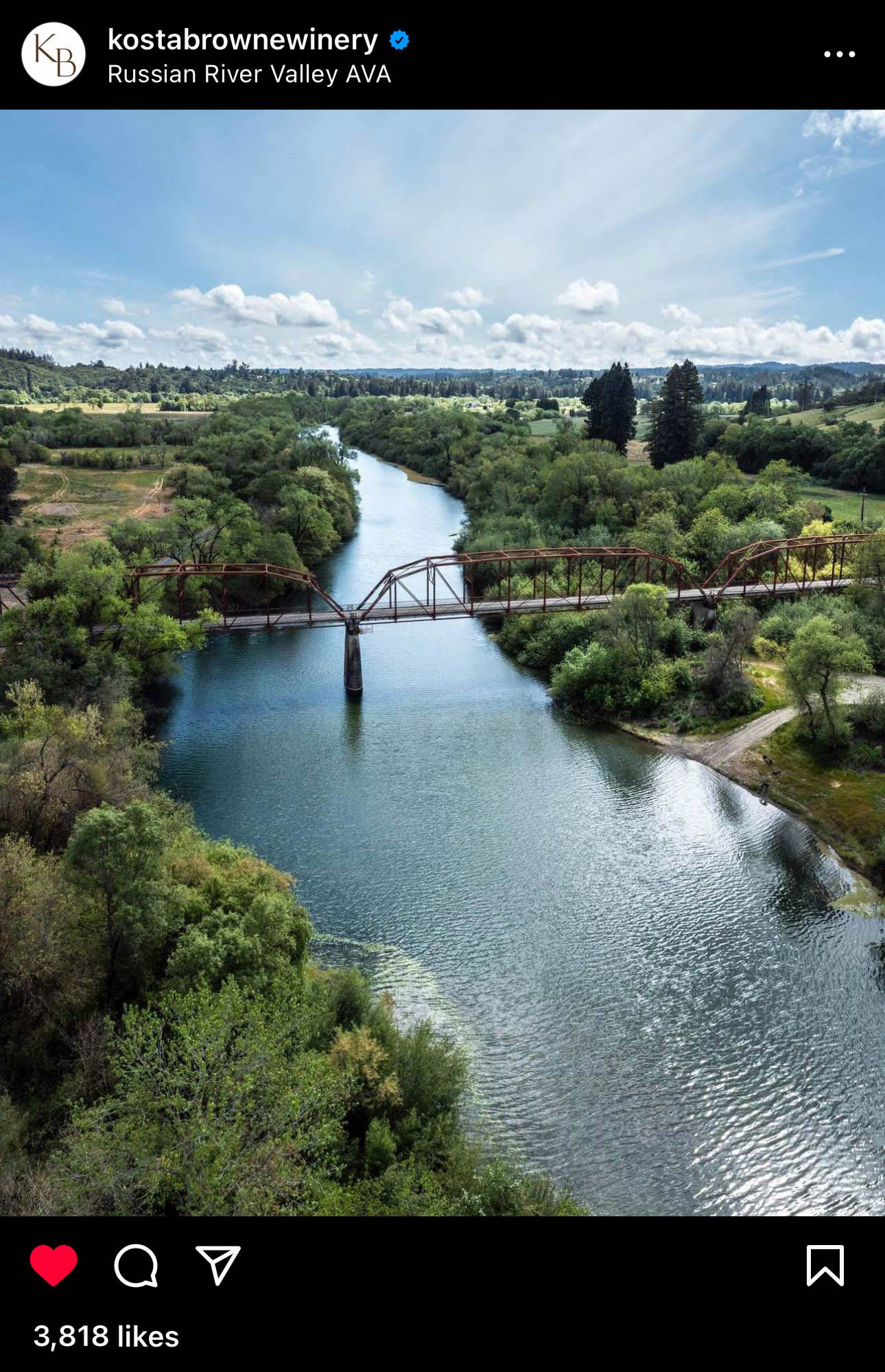 Russian River bridge crossing in Sonoma County, California for Kosta Browne.