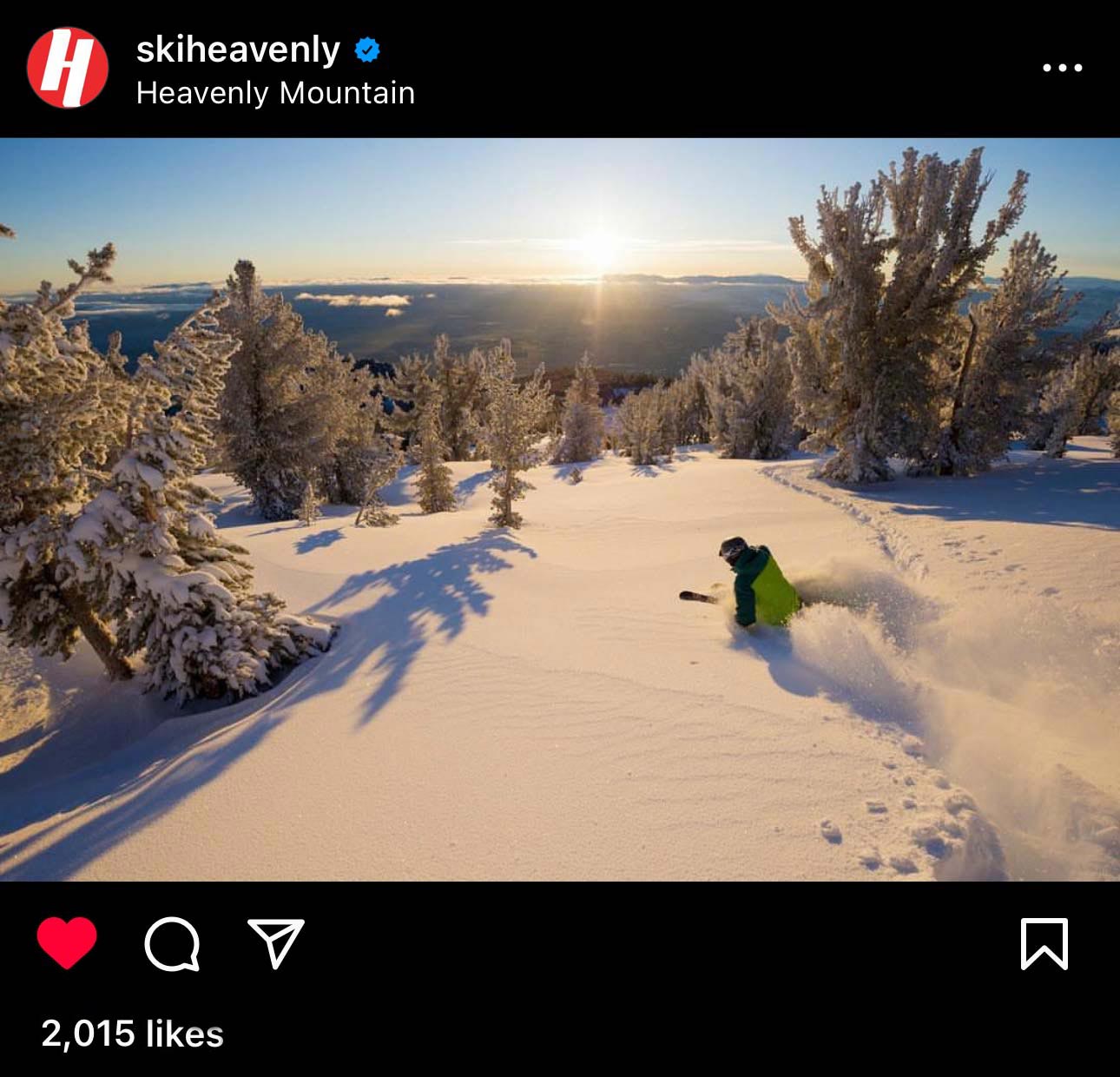 Skiing at Heavenly Ski Resort shared on Instagram.