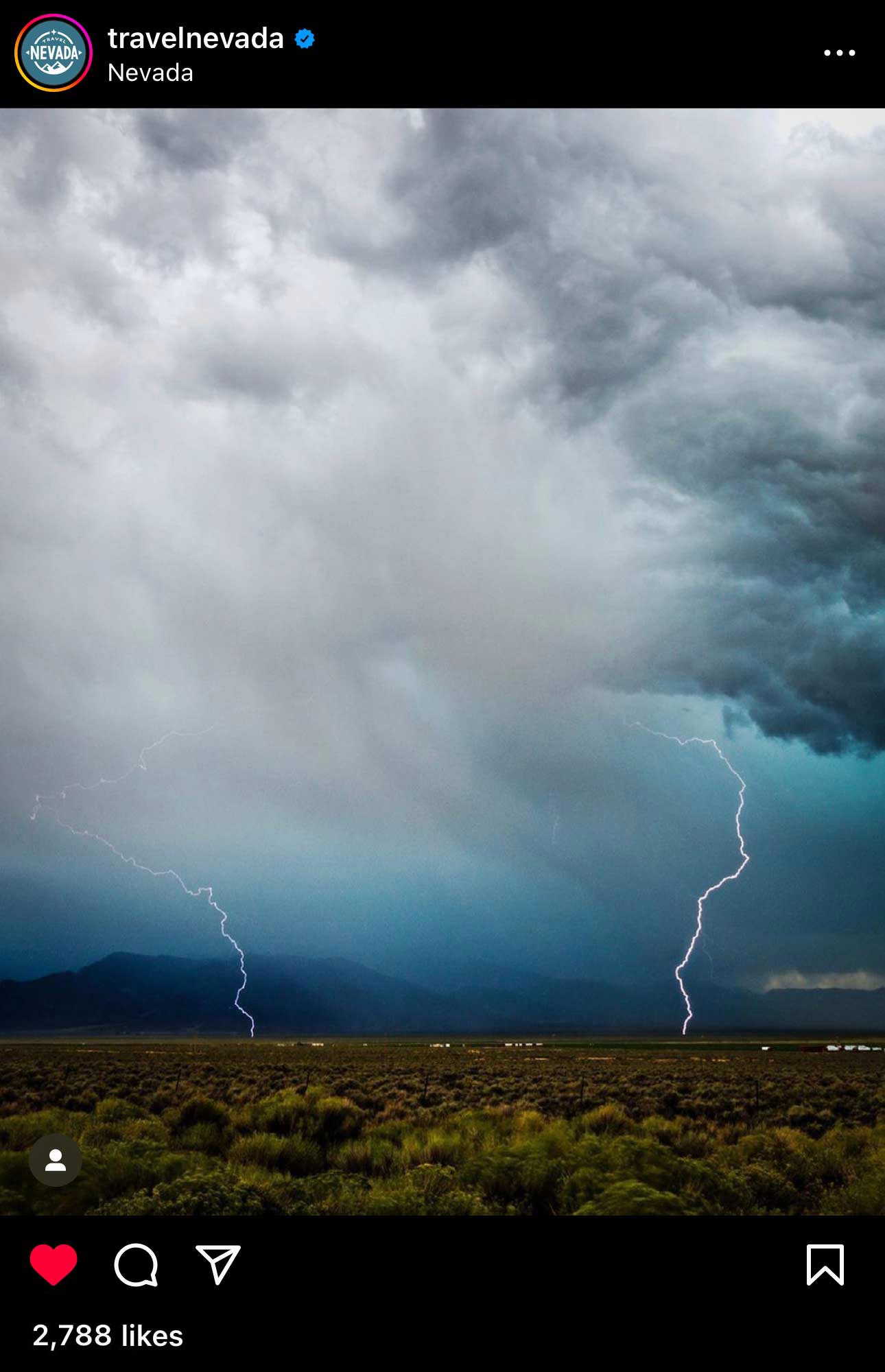 Thunderstorm near Ely, Nevada for Travel Nevada on Instagram.